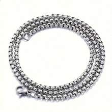 1 szt. cyrkonii sześciennych i dekoracji ze sztucznych pereł ze stali nierdzewnej, łańcuszek kukurydziany i kwadratowy naszyjnik ze sztucznych pereł, opcjonalny pojedynczy łańcuszek do zawieszki, pasujący dodatek do prezentu na Dzień Ojca, szkoły, Halloween, akcesoria punkowe - Srebro - Zobacz 4