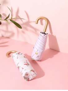 COMPACT Travel Umbrella - Lightweight Portable Mini Compact Umbrellas Windproof Small Parasol Umbrella Tiny Hook Design Perfect For Purse Women Kids - Multicolor - View 6