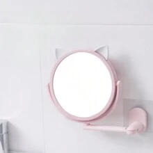 1pc Creative Lovely Suction Wall-Mounted Makeup Mirror, No Drilling For Bathroom, Dormitory. Round Extendable Mirror - Multicolor - View 5