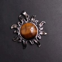 1 Pièce Collier Pendentif En Cristal Naturel En Forme De Soleil Pour Femmes Et Hommes, Pierre D'anniversaire Avec Cordon, Cadeau Spirituel Pour Noël Et Anniversaire, Carte Incluse