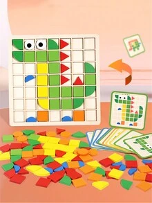 Bằng gỗ Creative Xếp gỗ Câu đố , Montessori Giảng bài Công cụ , Montessori Đồ chơi , Giáo dục sớm Học tập , Trêu ghẹo não Đồ chơi trí lực Đối với Trẻ em - Màu be - Xem 4