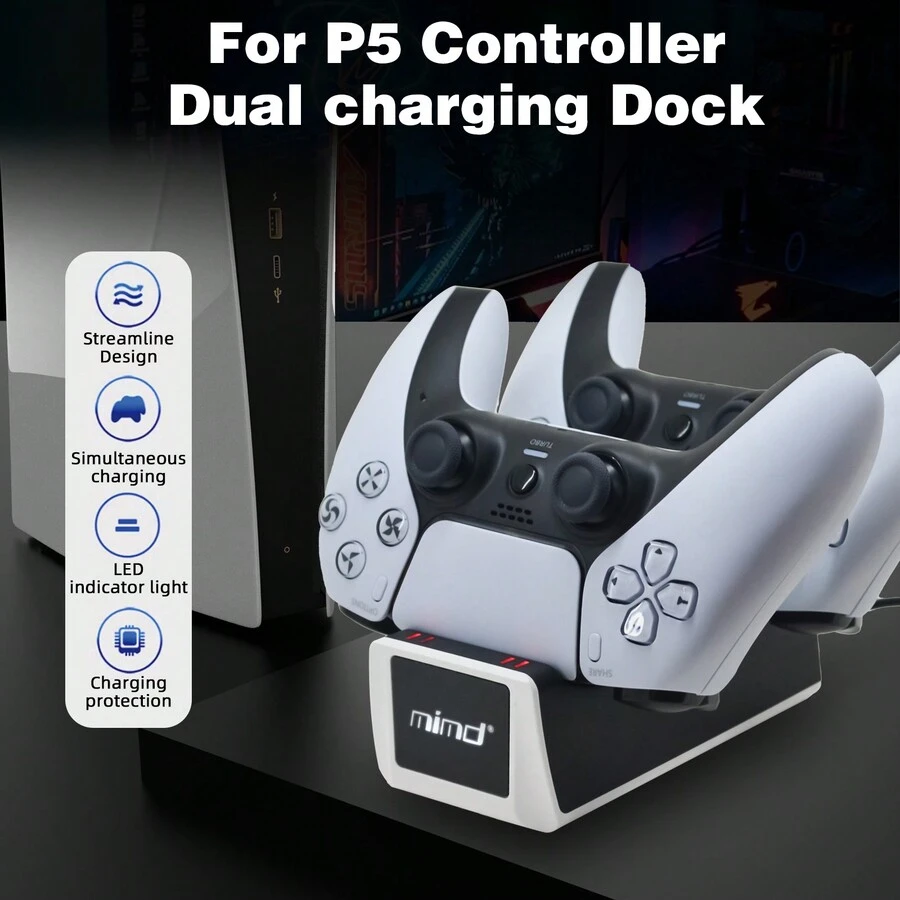 PS5 Bộ điều khiển Bộ sạc , PlayStation 5 Trạm sạc pin Với Led Chỉ báo , Gấp đôi USB Sạc nhanh Loại C