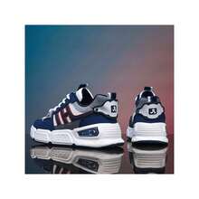 2024條紋紋帆布運動鞋,厚底,適用於男孩秋冬時尚設計 - 藍色 - 查看 10