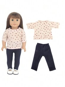 1 Set Doll Clothes For 18-Inch American Doll, Doll Casual Outfit, Doll T-Shirt And Pants Set, Fashionable Long-Sleeved Dress, Birthday/Toy/Festival Gift For Boys And Girls. Suitable For 18-Inch Dolls And Other Doll Accessories.,Big Dolls,18 Doll Clothes,Doll Clothes 12 Inch