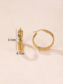 1pair Popular Tassel C Shaped Stainless Steel Earrings Suitable For Ladies' Party Wear