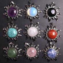 1 Pièce Collier Pendentif En Cristal Naturel En Forme De Soleil Pour Femmes Et Hommes, Pierre D'anniversaire Avec Cordon, Cadeau Spirituel Pour Noël Et Anniversaire, Carte Incluse