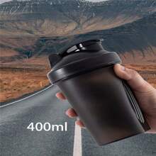 400ml Sports Protein Powder Shaker Cup For Smoothies, Diet Shakes Sports Bottle, Water Bottle For Outdoor - Black - View 3