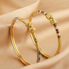 1pc Copper Retro Bracelet With Oil Drop Design And Clasp - Multicolor - View 10