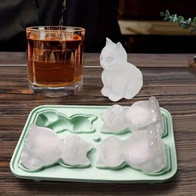 1 Animal Ice Cube Mold, Silicone Cat Ice Cube Tray, Kitten Multifunctional Chocolate Mould, Pudding, Jelly, Candy, Ice Cube Tray, Frozen Ice Tray, Kitchen Accessories, Apartment Essentials, Party Supplies,Home Decor,Kitchen Decor, Decor,Room Decor,Christmas Decor,Party Decor,Party Gift, Decorations,Christmas Decorations, Gift,Christmas Gift,Kitchen Items,Kitchen Utensils,Kitchen Tools,Kitchen Things.