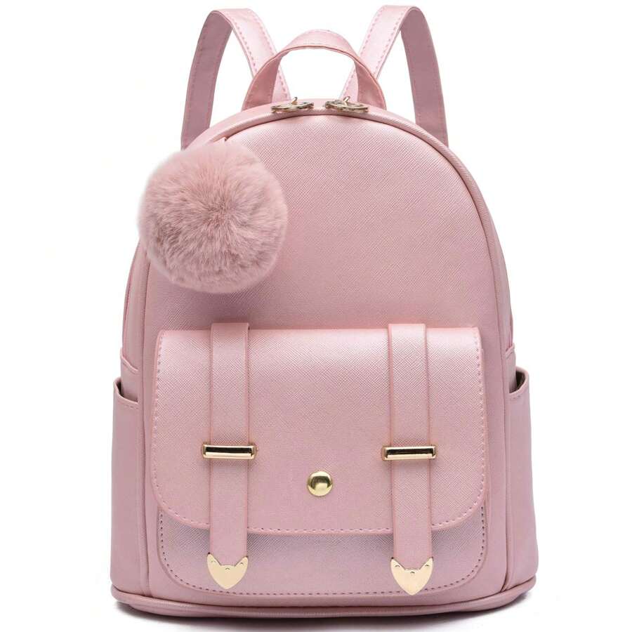 I IHAYNER Backpack Girls Womens Small PU Leather HairBall Backpacks Mini Purse For Women