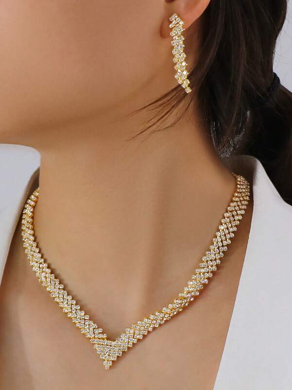 Conjunto De Colar E Brincos Em Formato De Diamante E Lágrima
