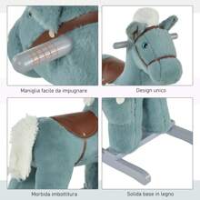 HOMCOM Baby Rocking Horses & Animals - Blue - View 4