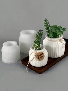 Diy Stripe Cement Pot, Concrete Casting Mold For Succulent Plants, Gypsum Mold With Lid For Storage Box, Epoxy Resin Dropping Mold, Aromatherapy Candle Jar Silicone Mold