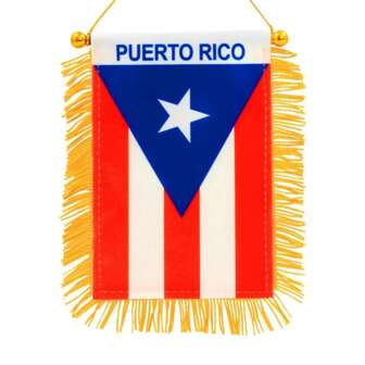 1pc Puerto Rico Mini Hanging Flag - Mini Flag Banner & Car Rearview Mirror Decor - Fringed Puerto Rican Hanging Flag With Suction Cup,Home Decor ,Room Decor,Wall Decor Gifts Birthday Graduation