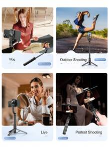 Gimbal Stabilizer Auto Balance With Aluminum Rod Telescopic Selfie Stick Video Stable Shooting Tripod Compatible With IPhone Phone Android Smartphone - Black - View 7
