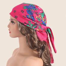 1pc Women's Fashionable Spring/Summer Printed Square Bandana With Plant & Floral Pattern, Suitable For Outdoor Windproof, Dustproof Decoration Boho Headband Soft Hijab Veiled Clothes - Multicolor - View 19