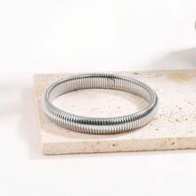 Conjunto De Brazaletes Dorados / Plateados 1-2 Piezas Para Mujeres Hombres, Pulsera De Cadena De Enlace Elástica, Pulsera De Brazalete Ancho Flexible Con Algunas Piezas Grandes Doradas Para Mujeres Hombres, Pulsera De Acero Inoxidable Lleno De Oro No Se Empaña Joyería De Moda - Multicolor - Ver 12