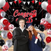 Graduation Decorations 2026 Red Black Class Of 2026 Graduation Party Decorations Congrats Grad Banner Backdrop, Tablecloth, Star Foil Balloon, 2026 Grad Balloons Decor For College - 紅色 - 查看 4