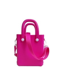 Bolso mini de EVA, bolso de mano con adorno de dibujos animados de color desmontable, bolsa de almacenamiento impermeable y accesorios con estilo, bolsa de almacenamiento multifuncional portátil, bolsa de goma de dibujos animados a juego, ideal para viajes, bolsas de mujer para vacaciones y días festivos, necesidades de playa, esenciales de playa, cosas de playa y esenciales de verano, la mejor bolsa para mujeres para ambiente de playa