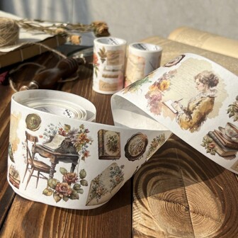 60mmx2m Large Size Vintage Washi Tape From Rose Garden Diary Series Floral & Plant Designs For Diy Scrapbooking, Decor, Crafting Back To School