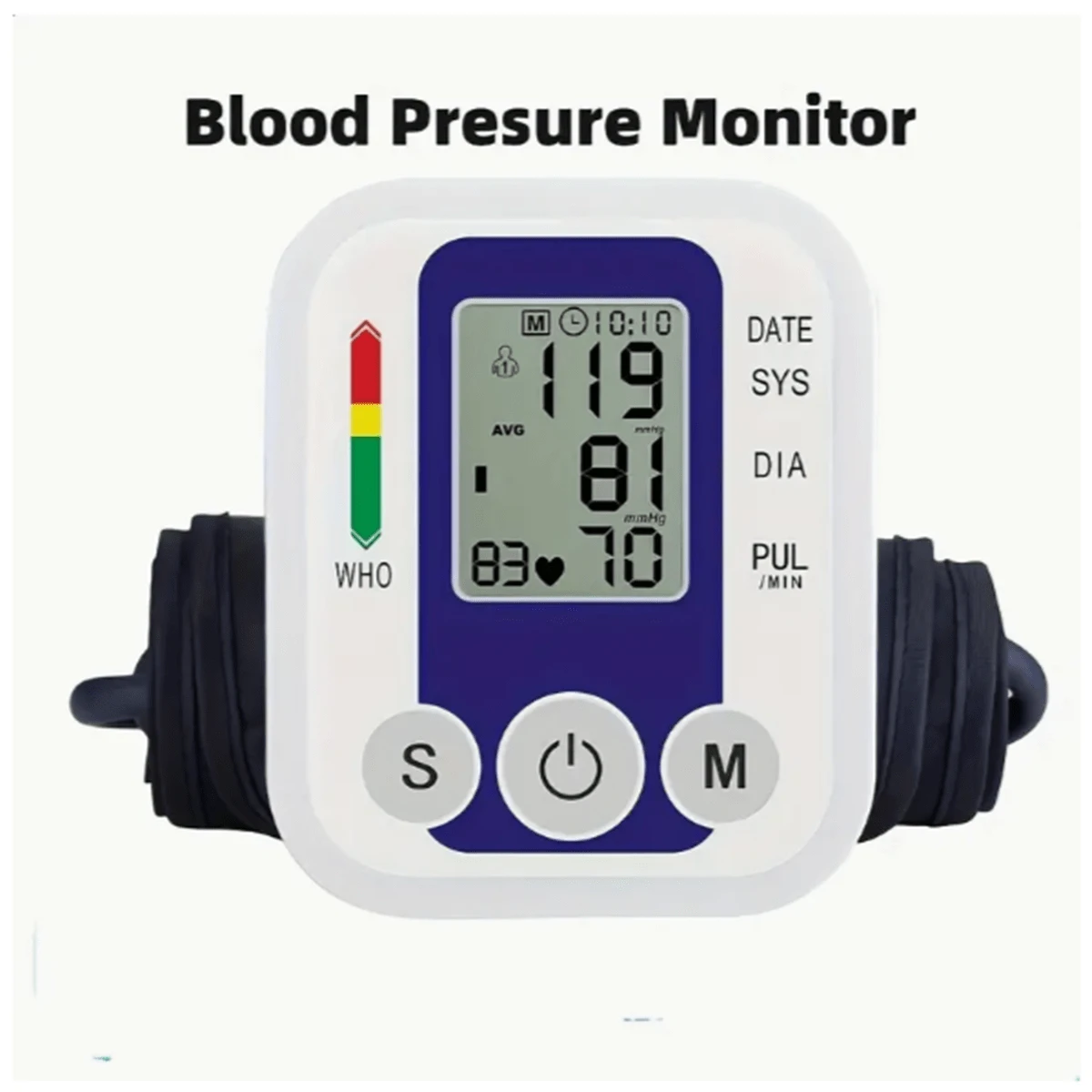 1pc Automatic Blood Pressure Monitor, Arm-Type Blood Pressure Meter, Neutral English Blood Pressure Monitor, USB Powered - This Product Does Not Include Batteries! - Multicolor - View 3