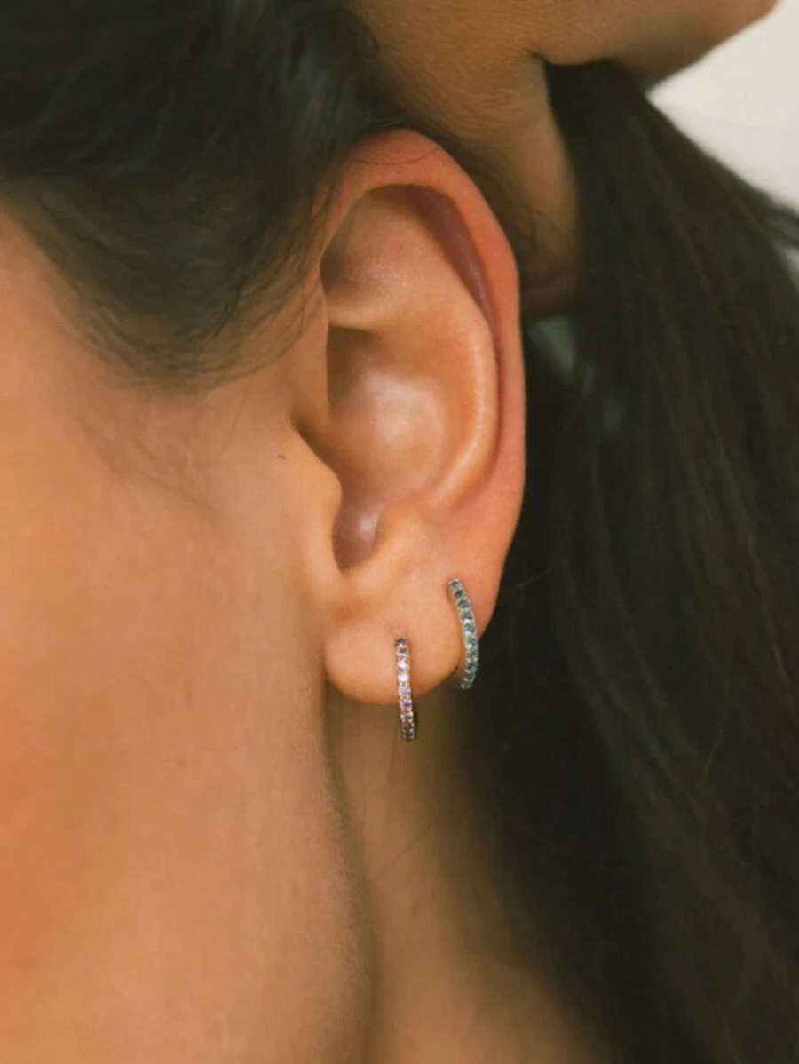 1 đôi Bông tai dát bằng thép không gỉ & đá Cubic Zirconia thời trang, Bộ sưu tập đá Giáng sinh cho món quà Ngày của Mẹ - Bạc - Xem 1