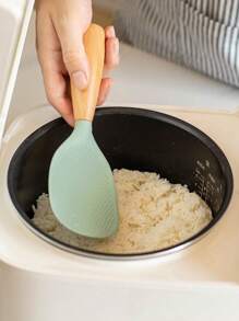 硅膠米匙撥立的米糊撇勺,耐熱米勺烹飪器具,適用於壽司米、馬鈴薯泥之用 (白色)