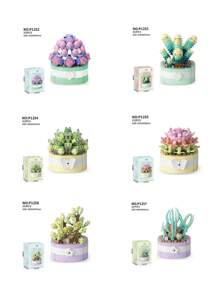 1 Bloco de Montar Flor, Blocos de Montar Série de Flores Coloridas DIY, Buquê Decorativo, Presente de Aniversário, Mini Bloco de Montar, Decoração de Mesa - Multicolorido - Visão 4