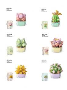 1 Bloco de Montar Flor, Blocos de Montar Série de Flores Coloridas DIY, Buquê Decorativo, Presente de Aniversário, Mini Bloco de Montar, Decoração de Mesa - Multicolorido - Visão 3