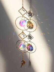 1入組太陽、月亮、星星水晶花園床頭夢網掛飾牆飾 - 彩色 - 查看 4