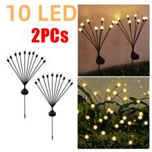 太阳能萤火虫灯串，6led/8led/10led暖白光，1个/2个。花园装饰，户外花园照明，适用于小径、庭院、露台 - 黃色 - 查看 17