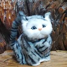 Adorno Lindo De Gato Gordito Peludo De Animal - Gris - Ver 4