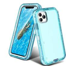 Funda de teléfono resistente de 3 en 1 de Apple, [protección contra caídas de grado 10 pies], funda de teléfono transparente resistente a golpes y caídas hecha de material mixto TPU+PC