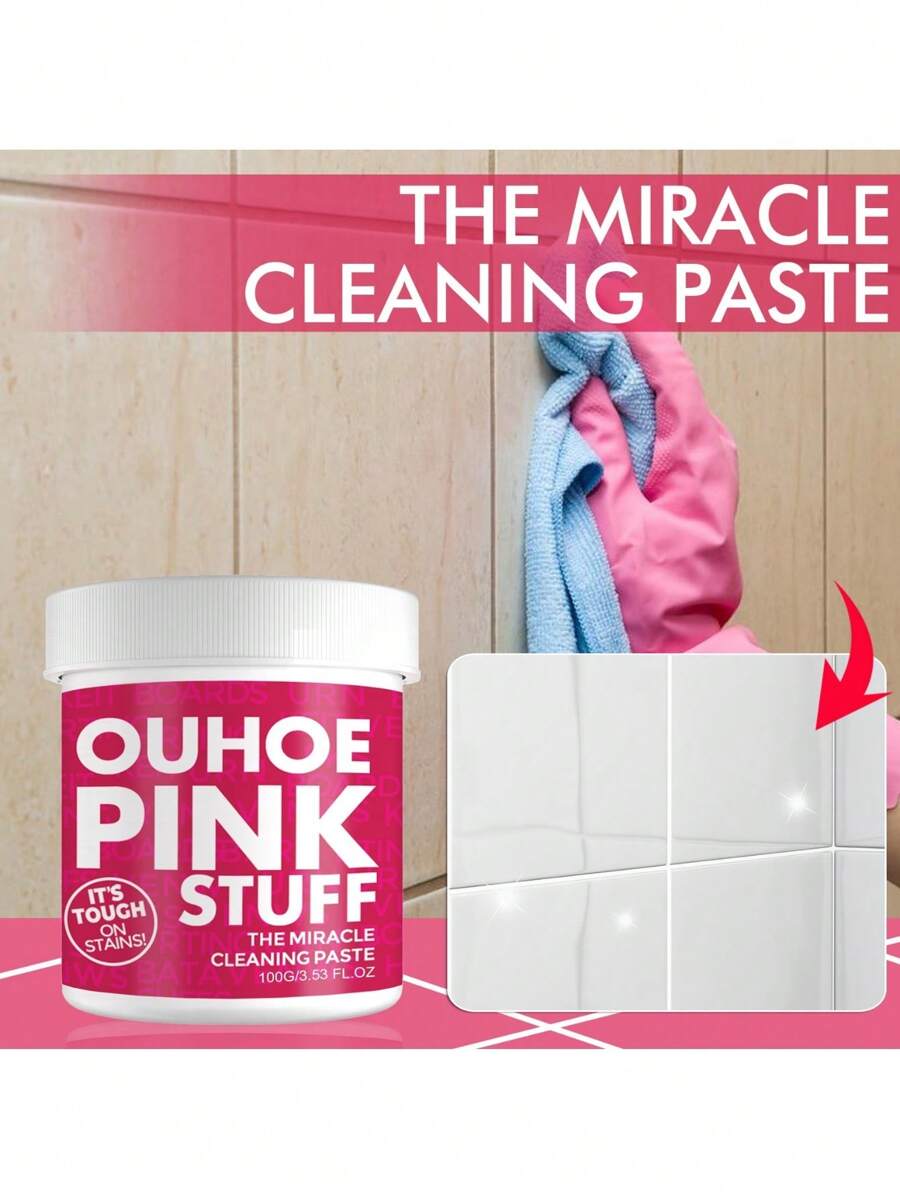 1pc 100g Concentrated Oil Stain Remover, All-Purpose Powder Cleaning Paste For Kitchen Grease, Gentle & Multi-Purpose Cleaner