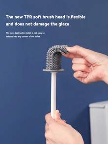 家用雙用途多功能浴室馬桶刷套裝,帶牆壁掛架,適合圓形和方形馬桶使用
