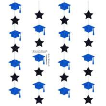 1 Conjunto De Kit De Decoración Para La Fiesta De Graduación/regreso A La Escuela Con Decoraciones Colgantes De Remolino, Telón De Fondo Y Pancarta - Azul - Ver 2