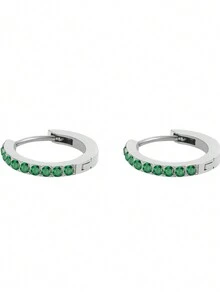 1 đôi Bông tai dát bằng thép không gỉ & đá Cubic Zirconia thời trang, Bộ sưu tập đá Giáng sinh cho món quà Ngày của Mẹ - Bạc - Xem 8