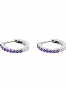 1 đôi Bông tai dát bằng thép không gỉ & đá Cubic Zirconia thời trang, Bộ sưu tập đá Giáng sinh cho món quà Ngày của Mẹ - Bạc - Xem 6
