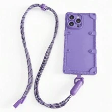 Hadaasi With Phone Charm 1pc Purple Vintage Style Crossbody Strap Phone Case With Airbag Protection And Tpu Soft Shell Compatible With Apple And Samsung Galaxy Series - Purple - View 4