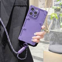 Hadaasi With Phone Charm 1pc Purple Vintage Style Crossbody Strap Phone Case With Airbag Protection And Tpu Soft Shell Compatible With Apple And Samsung Galaxy Series - Purple - View 2