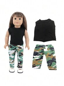1 Set Doll Clothes For 18-Inch American Doll, Doll Casual Outfit, Doll T-Shirt And Pants Set, Fashionable Long-Sleeved Dress, Birthday/Toy/Festival Gift For Boys And Girls. Suitable For 18-Inch Dolls And Other Doll Accessories.,Big Dolls,18 Doll Clothes,Doll Clothes 12 Inch
