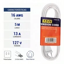 Extensión Eléctrica Doméstica, 5 M, Blanca,multicontacto - Blanco - Ver 2