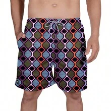 Men Beach Shorts - 黑色 - 查看 1