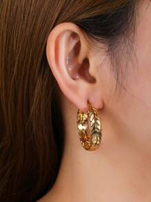 1pair Popular Tassel C Shaped Stainless Steel Earrings Suitable For Ladies' Party Wear
