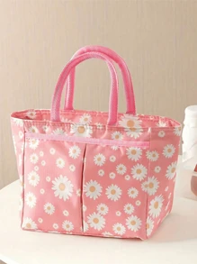 1 个字母印花图案保温袋保温午餐袋男孩和女孩学校冷藏手提包午餐盒冰袋野餐食品手提包帆布轻便便携式午餐收纳袋学校办公室野餐午餐手提包携带上学和上班生日礼物纪念礼物（背面标签样式随机）学校收纳袋教师收纳袋教室袋教室收纳袋女士女士