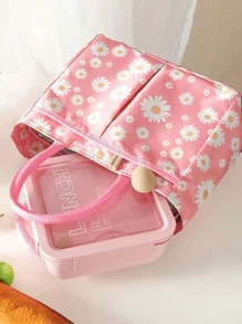 1 个字母印花图案保温袋保温午餐袋男孩和女孩学校冷藏手提包午餐盒冰袋野餐食品手提包帆布轻便便携式午餐收纳袋学校办公室野餐午餐手提包携带上学和上班生日礼物纪念礼物（背面标签样式随机）学校收纳袋教师收纳袋教室袋教室收纳袋女士女士