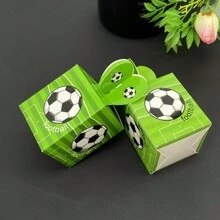 6pcs/Set Soccer Themed Gift Boxes, Sweets And Chocolates Decoration Box, Heart Shape Candy Box For Festivals, Cartoon Football Designed Paper Box - Green - View 5