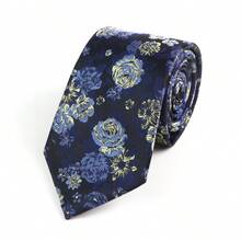 1 条男士 7 厘米涤纶时尚领带，带有大朵小花图案，适合婚礼、派对、约会休闲 - 彩色 - 查看 11