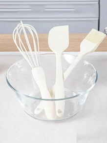 3入組矽膠打蛋器、油刷、蛋糕刮板，高溫抗熱烘焙工具，適用於廚房 - 白色 - 查看 4