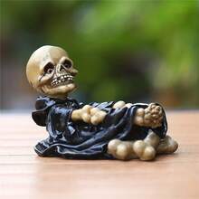 1 Miếng Phong cách Gô-tích Ánh sáng Giá đỡ Rùng rợn Hình đầu lâu Chân nến - Đen và trắng - Xem 7